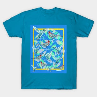 birds nest in colorful pattern art vector totonac wallpaper T-Shirt